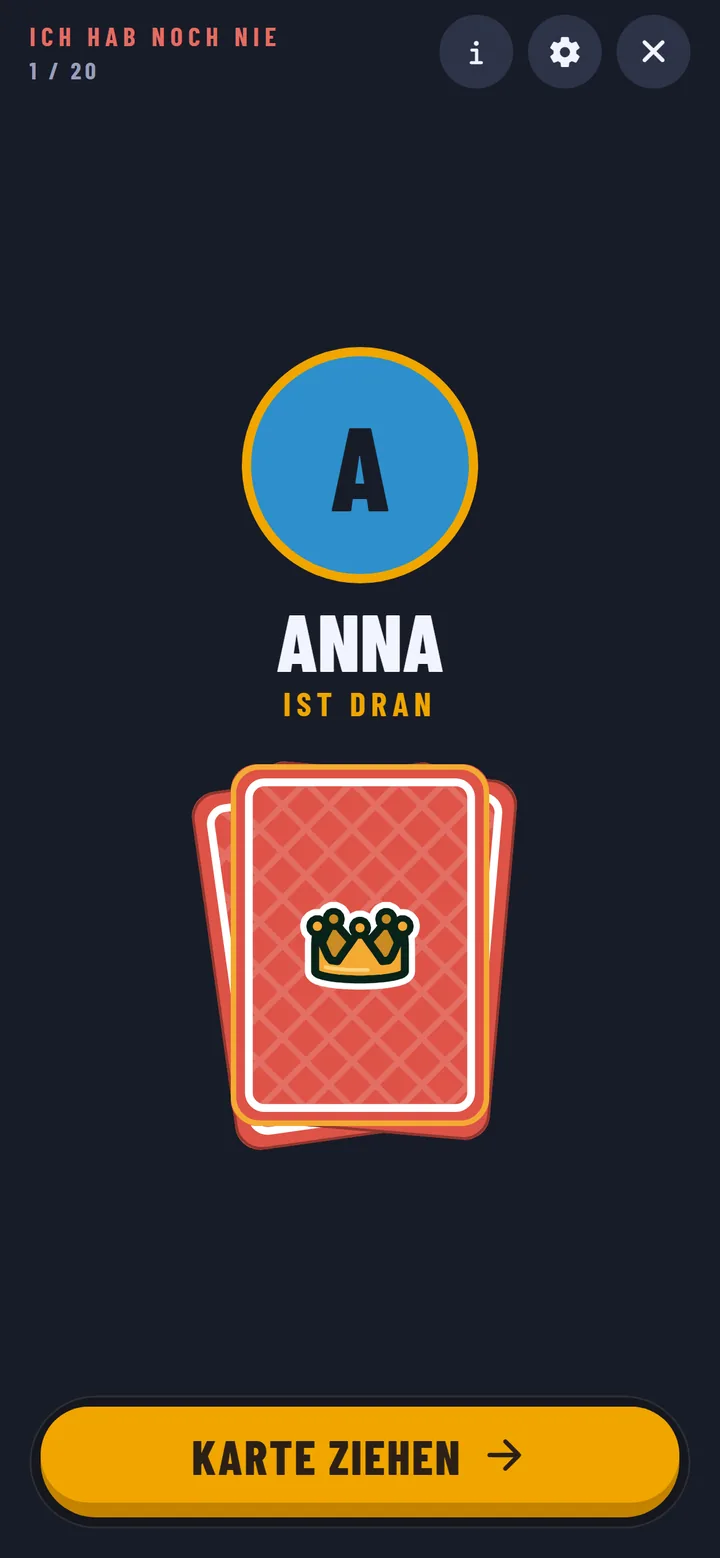 Ich hab noch nie: App-Ansicht
