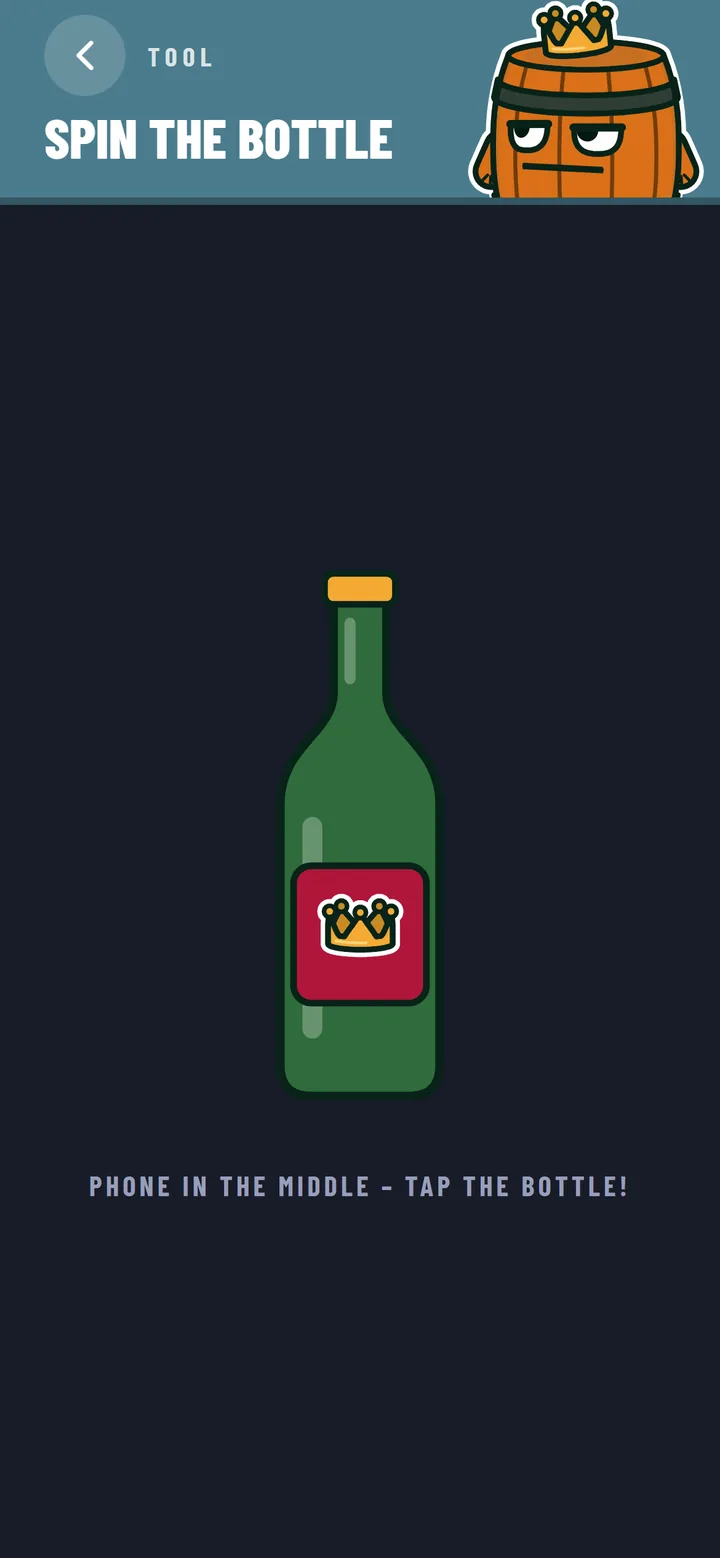 Spin the Bottle: app screen