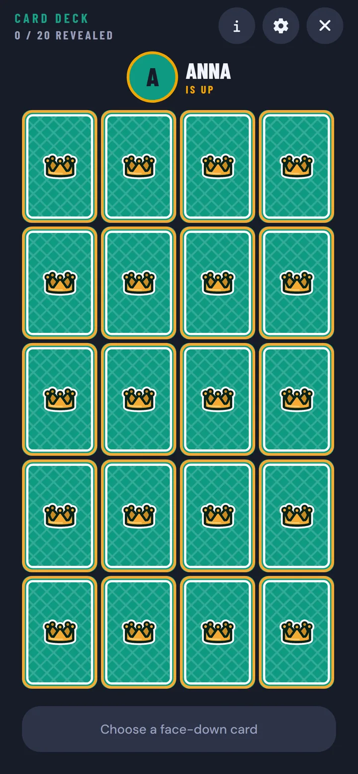 Card Deck: app screen