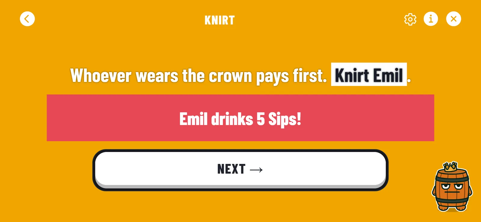 The crown comes at a price. App screen