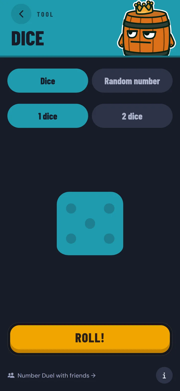 Dice & Chance: app screen